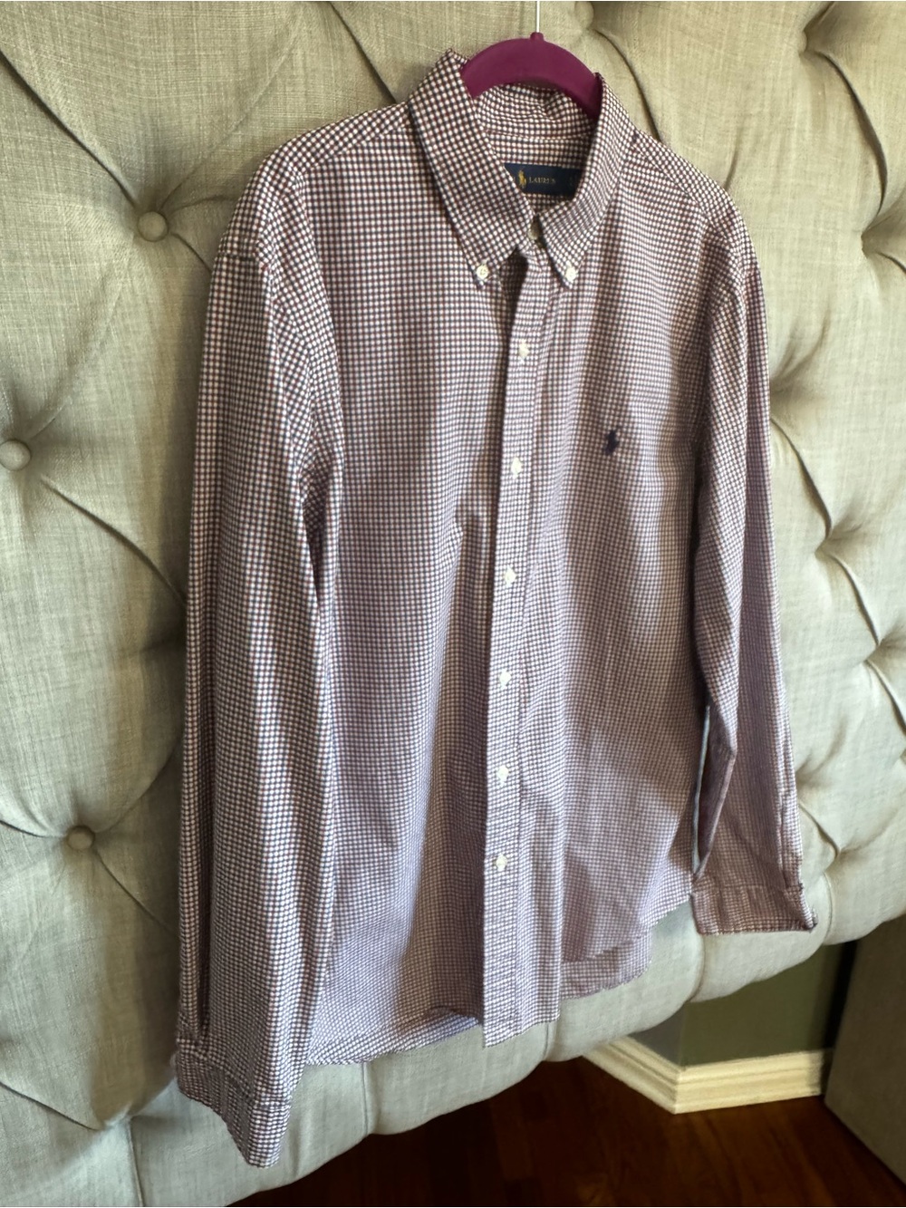 Polo by Ralph Lauren Burgundy and White Check Button-Down Shirt